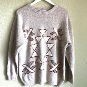 SANTORIA Vtg Embellished Cream Sweater